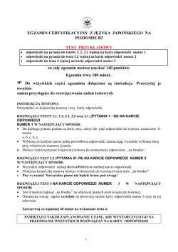 EGZAMIN CERTYFIKACYJNY Z JĘZYKA JAPOŃSKIEGO NA