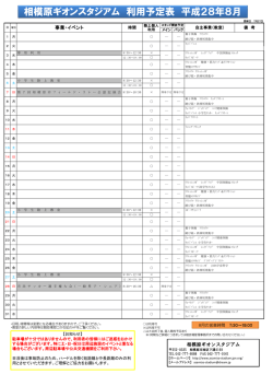 相模原ギオンスタジアム 利用予定表 平成28年8月