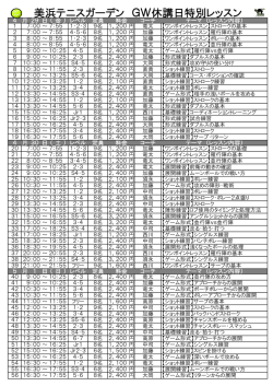 GWスクール休講日特別レッスンの要項できました！