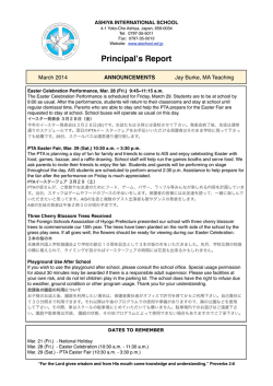 Principalʼs Report - Ashiya International School
