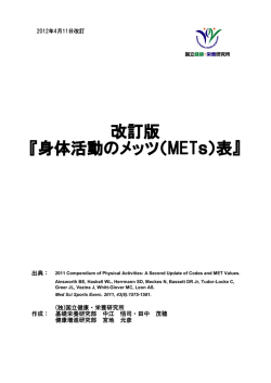 改訂版 『身体活動のメッツ（METs）表』