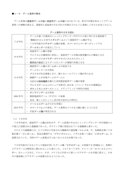 1－5 ゲーム業界の歴史 ゲーム産業は業務用ゲーム市場と家庭用ゲーム