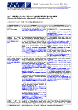 S457 長期滞在ビジネスビザをスポンサーする際に雇用主に課せられる