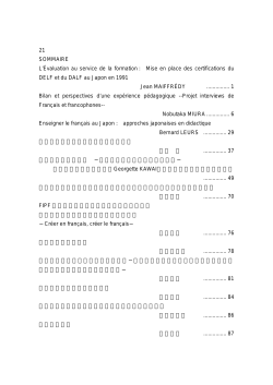 21 SOMMAIRE L`&Eacute;valuation au service de la formation : Mise