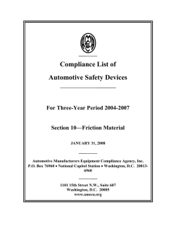 Compliance List of Automotive Safety Devices