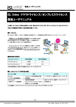 ISL Online クラウドライセンス/オンプレミスライセンス 簡易ユーザ