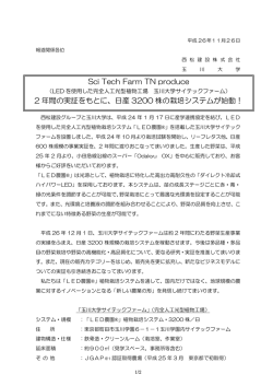 Sci Tech Farm TN produce 2 年間の実証をもとに、日産 3200 株の