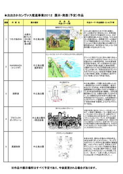 おおさかカンヴァス推進事業2012年度、出展予定作品一覧