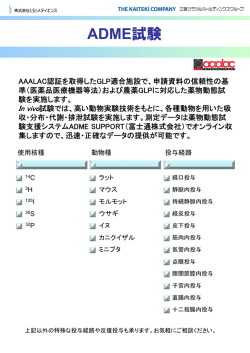 ADME試験（吸収、分布、代謝、排泄）