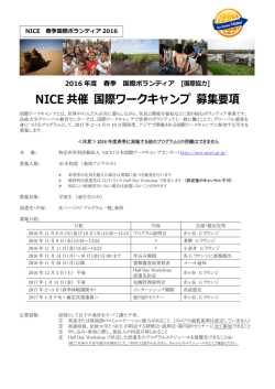 NICE 共催 国際ワークキャンプ 募集要項