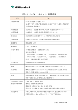 KEB ハナ スマイル マンションローン 商品説明書