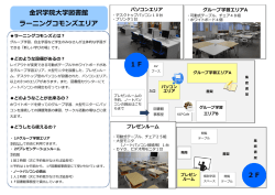 金沢学院大学図書館 ラーニングコモンズエリア 2F 1F