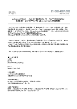 au Android(TM)スマートフォン向け音楽再生プレイヤー『HAPPY!MUSIC