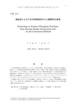 論 文   焼成法による下水汚泥焼却灰のりん酸肥料化