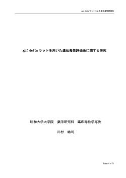 gpt delta ラットを用いた遺伝毒性評価系に関する研究 昭和大学大学院