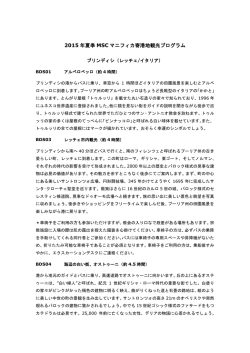 2015 年夏季 MSC マニフィカ寄港地観光プログラム
