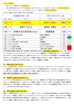 OSAKAN HOT 100 2012 年 5 月 13 日 1 位 STARSHIPS NICKI