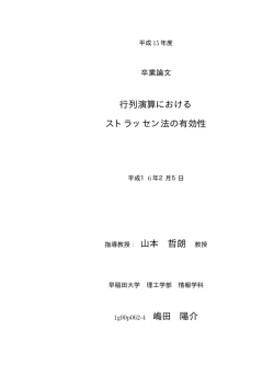 行列演算における ストラッセン法の有効性 指導教授