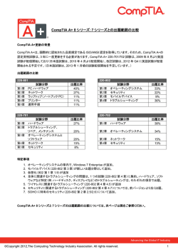 CompTIA A+ 8 シリーズ：7 シリーズとの出題範囲