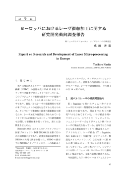 2) ヨーロッパにおけるレーザ微細加工に関する研究開発動向調査報告