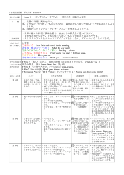 Lesson 9 【ランチメニューを作ろう】 世界の料理 礼儀正しい表現 1．世界
