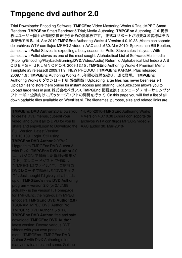 Tmpgenc Dvd Author 2 0