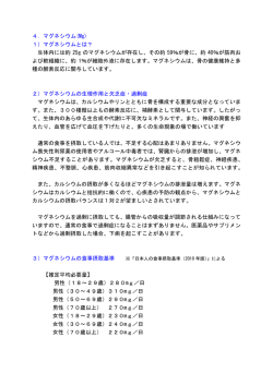 4．マグネシウム(Mg) 1）マグネシウムとは？ 生体内には約 25g の