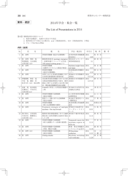 2014年学会・集会一覧 - 新潟県立がんセンター新潟病院