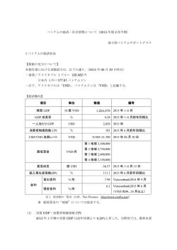 ベトナムの経済・社会情勢について（2015 年第 2 四半期） 埼玉県