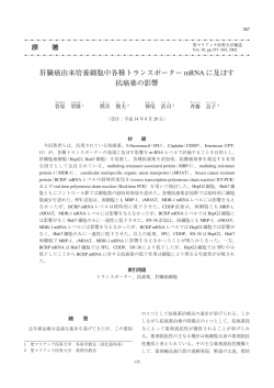 肝臓癌由来培養細胞中各種トランスポーター mRNA に及ぼす 抗癌薬の