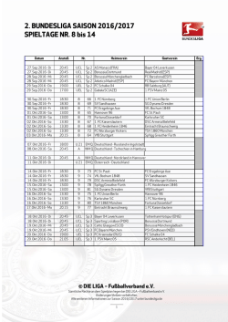 finden Sie die zeitgenauen Ansetzungen der