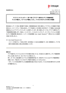 アジア 3 都市のメディア接触時間