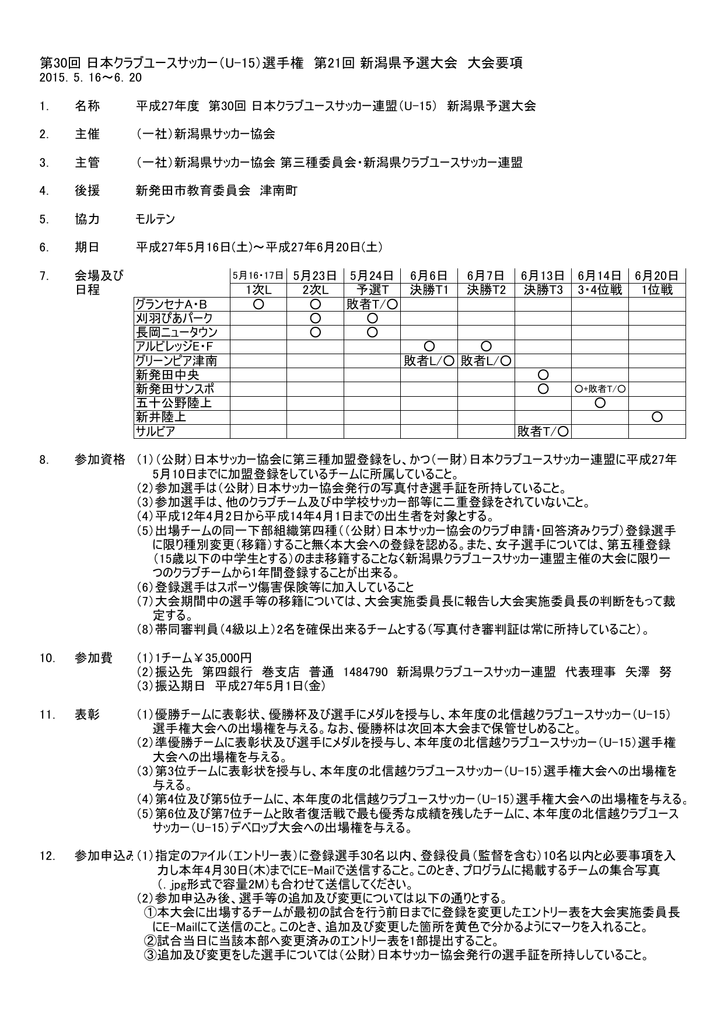 大会要項 一般社団法人新潟県サッカー協会