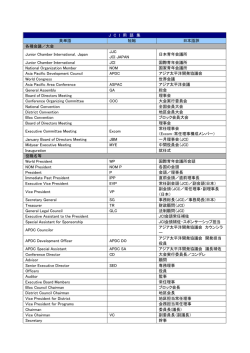 J C I 用 語 集 英単語 短縮 日本語訳 各種会議／大会 Junior Chamber