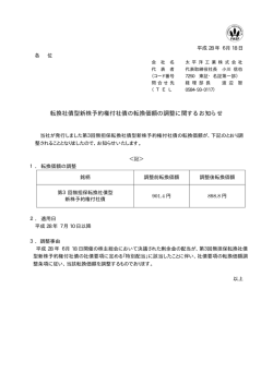 転換社債型新株予約権付社債の転換価額の調整に関するお知らせ