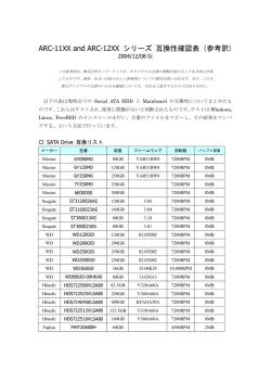 ARC11XX and ARC12XX シリーズ 互換性確認表（参考訳）