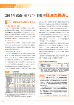 2015年東南・南アジア主要国経済の見通し