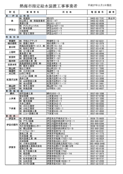 熱海市指定給水装置工事事業者