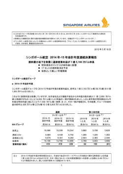 15年会計年度連結決算報告