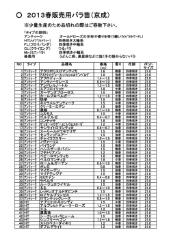 2013春販売用バラ苗（京成）
