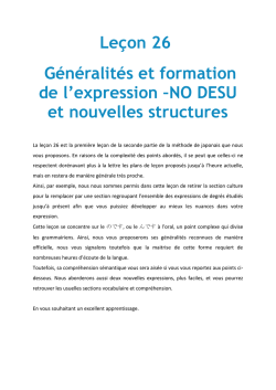 Leçon 26 Généralités et formation de l`expression