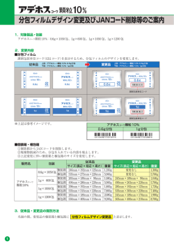 分包フィルムデザイン変更及びJANコード削除等に伴いお知らせ文書を