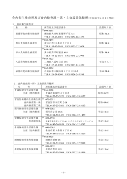 食肉衛生検査所及び食肉検査課・係・主査設置保健所(平成 26 年 4 月 1