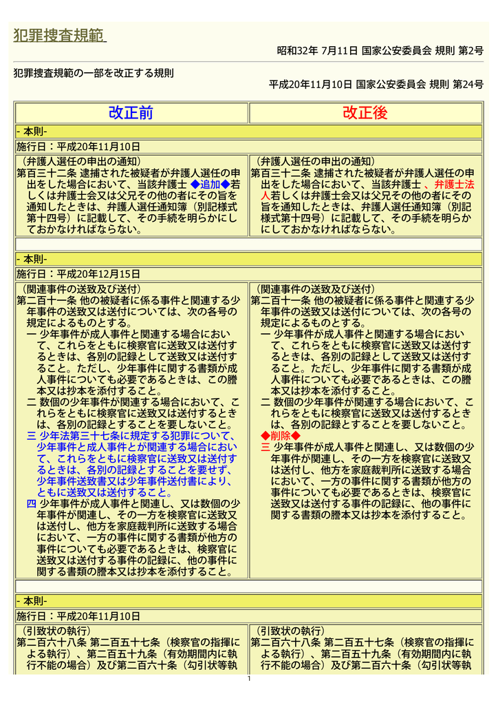 犯罪捜査規範 改正前 改正後 Westlaw Japan