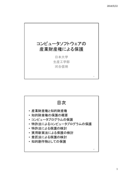 コンピュータソフトウェアの 産業財産権による保護 目次