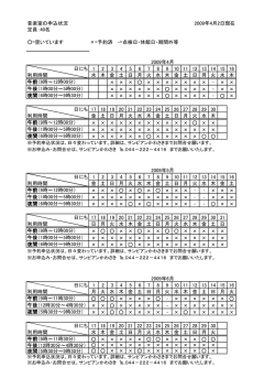 音楽室の申込状況 定員：40名 =空いています &times;=予約済