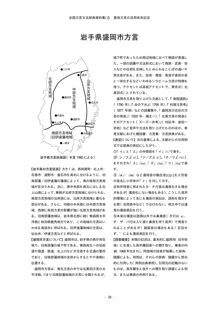 岩手県盛岡市方言 方言文法研究会