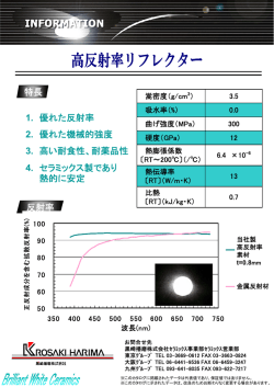 1. 優れた反射率 特長 2. 優れた機械的強度 3. 高い耐食性、耐薬品性 4