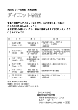 食事と運動からダイエット法を学び、心と身体をより元気に！ 日々の生活