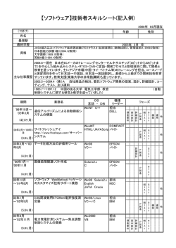 【ソフトウェア】技術者スキルシート(記入例)